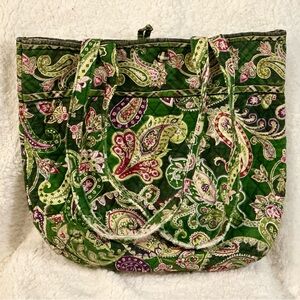 Vera Bradley Chelsea Green Paisley Pattern Purse Tote Bag Pre-Owned